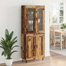 Highboard 2 pcs Gammelt træ Ingeniørtræ og glas