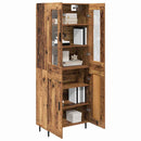 Highboard 2 pcs Gammelt træ Ingeniørtræ og glas