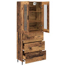Highboard med skuffe 2 pcs Gammelt træ Konstrueret træ