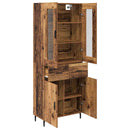Highboard med skuffe 2 pcs Gammelt træ Konstrueret træ