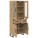 Highboard med skuffe 2 pcs Artisan Egetræ Ingeniørtræ og glas