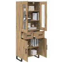 Highboard med skuffe 2 pcs Artisan Egetræ Ingeniørtræ og glas
