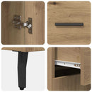 Highboard Artisan Egetræ 69,5 x 34 x 180 cm Ingeniørtræ og glas