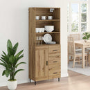 Highboard Artisan Egetræ 69,5 x 34 x 180 cm Ingeniørtræ og glas