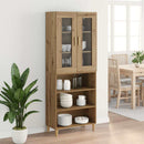 Highboard Artisan Egetræ 69,5 x 34 x 180 cm Ingeniørtræ og glas