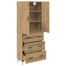 Highboard 2 pcs Artisan Egetræ Konstrueret træ og glas