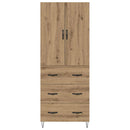 Highboard 2 pcs Artisan Egetræ Konstrueret træ og glas