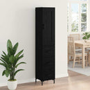 Highboard med skuffe Sort eg 34,5 x 34 x 180 cm Konstrueret træ