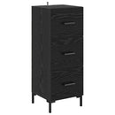 Highboard med skuffe Sort eg 34,5 x 34 x 180 cm Konstrueret træ