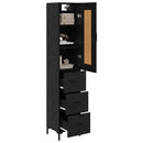 Highboard med skuffe Sort eg 34,5 x 34 x 180 cm Konstrueret træ