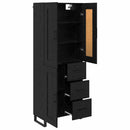 Highboard med skuffe Sort eg 69,5 x 34 x 180 cm Konstrueret træ