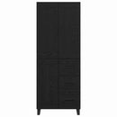 Highboard med skuffe Sort eg 69,5 x 34 x 180 cm Konstrueret træ