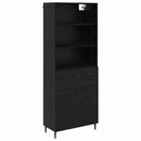 Highboard Sort eg 69,5 x 34 x 180 cm Ingeniørtræ og glas