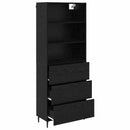 Highboard Sort eg 69,5 x 34 x 180 cm Ingeniørtræ og glas