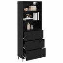 Highboard Sort eg 69,5 x 34 x 180 cm Ingeniørtræ og glas