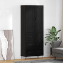 Highboard med skuffe Sort eg 69,5 x 34 x 180 cm Konstrueret træ