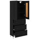 Highboard med skuffe Sort eg 69,5 x 34 x 180 cm Konstrueret træ