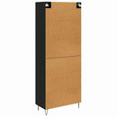Highboard med skuffe Sort eg 69,5 x 34 x 180 cm Konstrueret træ