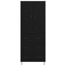 Highboard med skuffe Sort eg 69,5 x 34 x 180 cm Konstrueret træ