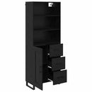 Highboard med skuffe 2 pcs Sort eg Konstrueret træ