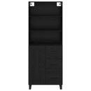 Highboard med skuffe 2 pcs Sort eg Konstrueret træ