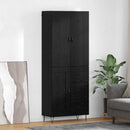 Highboard med skuffe 2 pcs Sort eg Konstrueret træ og glas