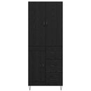 Highboard med skuffe 2 pcs Sort eg Konstrueret træ og glas