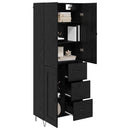 Highboard med skuffe 2 pcs Sort eg Konstrueret træ og glas