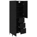 Highboard med skuffe Sort eg 69,5 x 34 x 180 cm Konstrueret træ