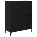 Highboard med skuffe Sort eg 69,5 x 34 x 180 cm Konstrueret træ