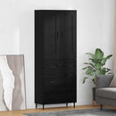 Highboard med skuffe 2 pcs Sort eg Konstrueret træ