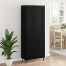 Highboard med skuffe 2 pcs Sort eg Konstrueret træ