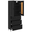 Highboard med skuffe 2 pcs Sort eg Konstrueret træ