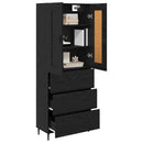 Highboard med skuffe 2 pcs Sort eg Konstrueret træ