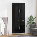 Highboard med skuffe Sort eg 69,5 x 34 x 180 cm Konstrueret træ