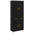 Highboard med skuffe Sort eg 69,5 x 34 x 180 cm Konstrueret træ