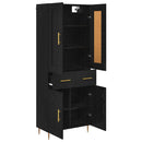 Highboard med skuffe Sort eg 69,5 x 34 x 180 cm Konstrueret træ