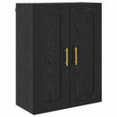 Highboard med skuffe Sort eg 69,5 x 34 x 180 cm Konstrueret træ