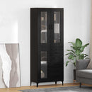 Highboard med skuffe Sort eg 69,5 x 34 x 180 cm Konstrueret træ