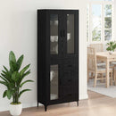 Highboard med skuffe Sort eg 69,5 x 34 x 180 cm Konstrueret træ