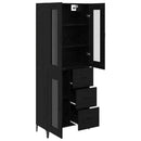 Highboard med skuffe Sort eg 69,5 x 34 x 180 cm Konstrueret træ