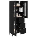 Highboard med skuffe Sort eg 69,5 x 34 x 180 cm Konstrueret træ