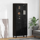 Highboard med skuffe 2 pcs Sort eg Ingeniørtræ og glas