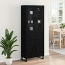 Highboard med skuffe 2 pcs Sort eg Ingeniørtræ og glas