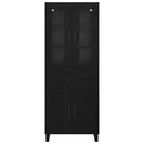 Highboard med skuffe 2 pcs Sort eg Ingeniørtræ og glas