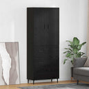 Highboard med skuffe 2 pcs Sort eg Ingeniørtræ og glas