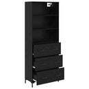 Highboard med skuffe Sort eg 69,5 x 34 x 180 cm Konstrueret træ