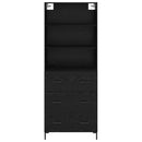 Highboard med skuffe Sort eg 69,5 x 34 x 180 cm Konstrueret træ