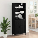 Highboard med skuffe Sort eg 69,5 x 34 x 180 cm Konstrueret træ