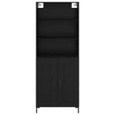 Highboard med skuffe Sort eg 69,5 x 34 x 180 cm Konstrueret træ